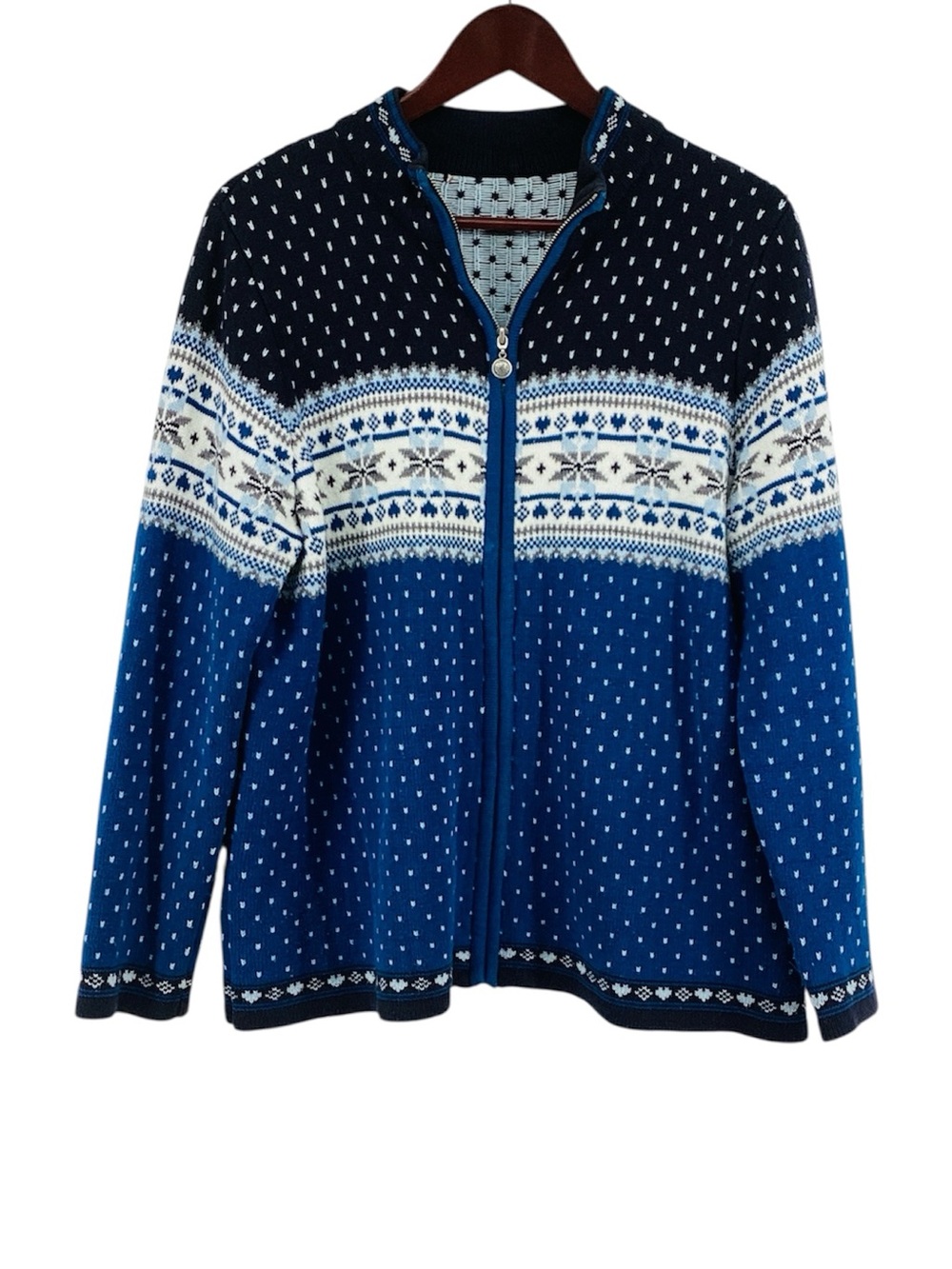 🐵 Blue Zip Up Sweater, Size M